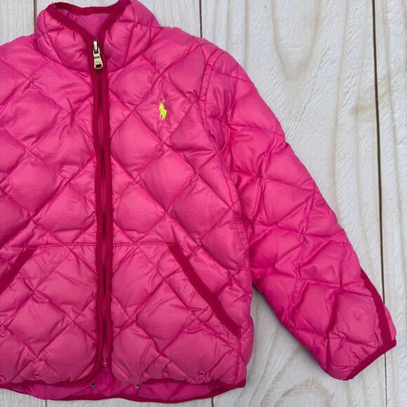 Polo Ralph Lauren Toddler Girls 4T Water-Repellent Duck Down Jacket Pink - Picture 3 of 9